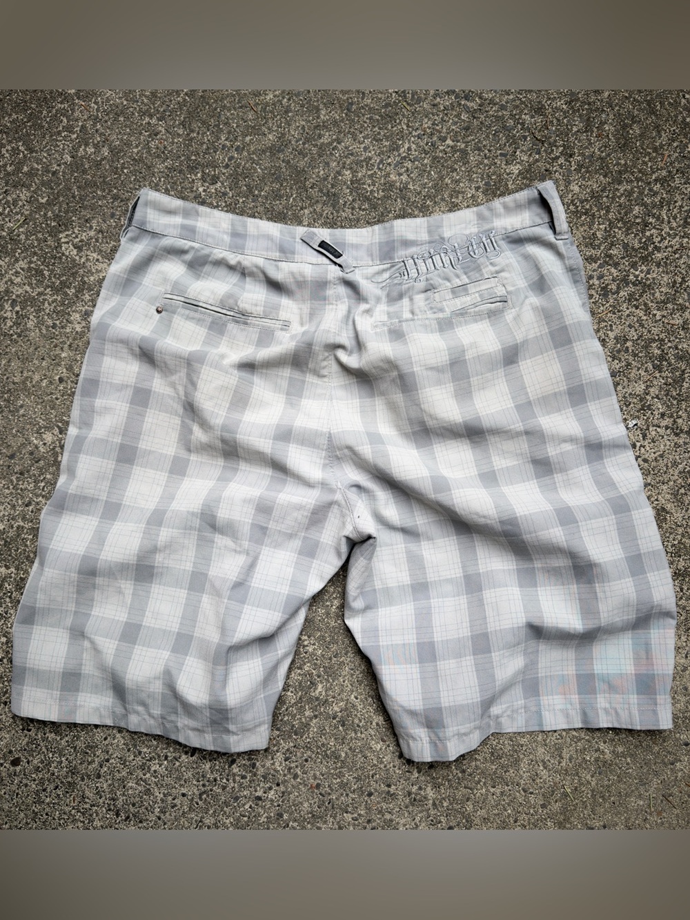 Y2K Hurley Checkered Plaid Grey Shorts size 36